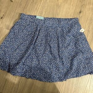 NWT Old Navy Blue White Floral Pleated Mini Skirt Sz L Lined Preppy Spring